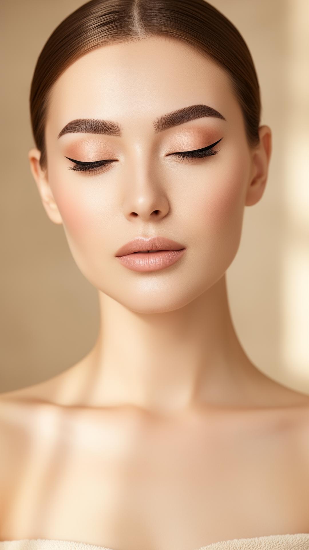 Beauty model showcasing natural permanent makeup